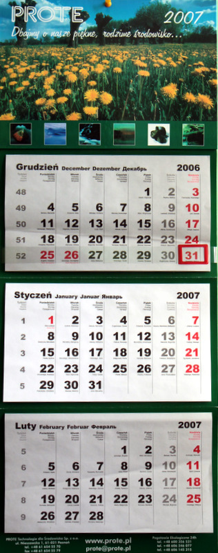 Een bezoek aan grootouders Quagga Ironisch PROTE Technologie dla Środowiska Sp. z o.o. - Polish nature in PROTE's  calendars